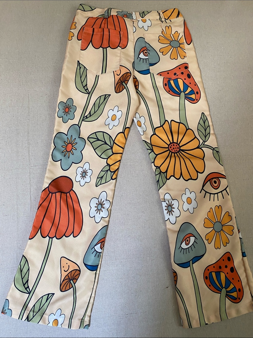 Cream Floral & Mushroom Print Wide Leg Pants - Picture 9 of 9